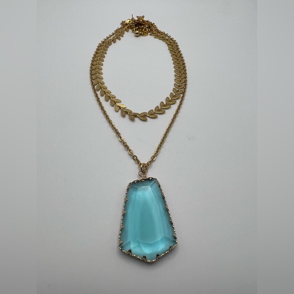 Artsy Chic Layered Necklace - Boho Chic Large Glass Pendant Elegant Necklace - Picture 4 of 8